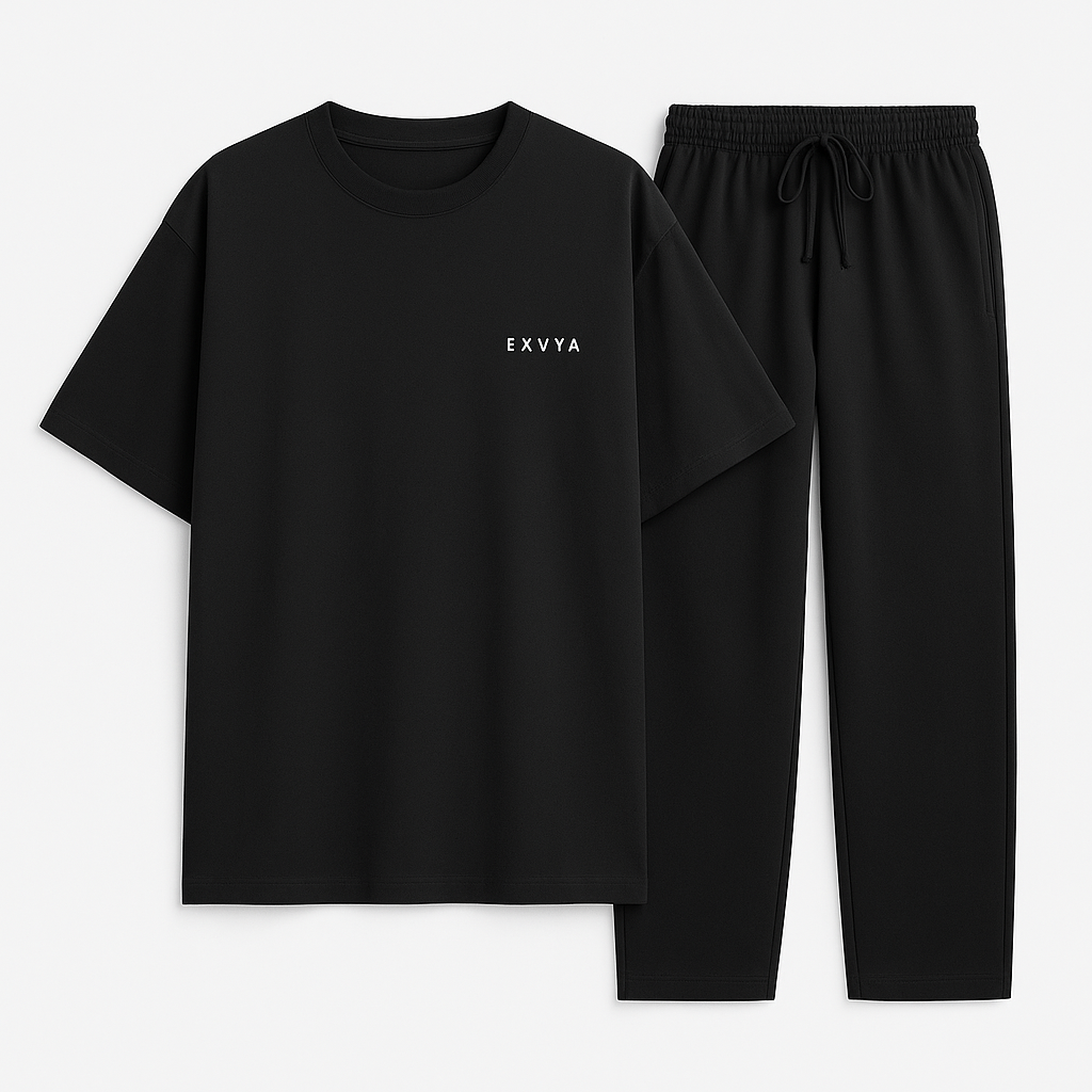 EXVYA Blackout Training Set (Oversized Tee + Relaxed Sweatpant)