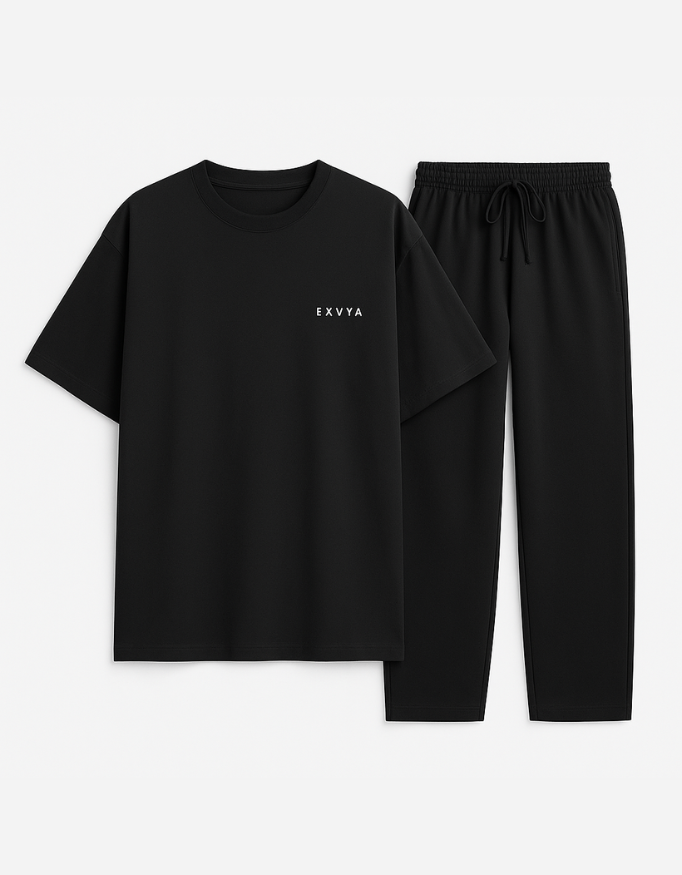 EXVYA Blackout Training Set (Oversized Tee + Relaxed Sweatpant)